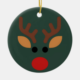 Minimalist Rudolph Reindeer Ceramic Ornament