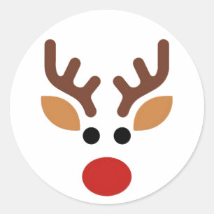 Minimalist Rudolph Reindeer Classic Round Sticker