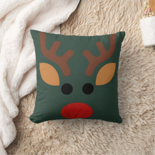 Minimalist Rudolph Reindeer Throw Pillow