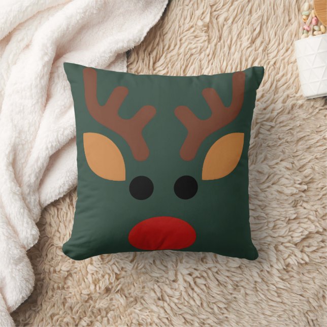 Minimalist Rudolph Reindeer Throw Pillow (Blanket)
