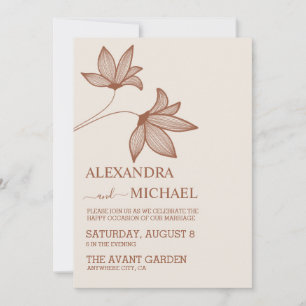 Minimalist Rust Burnt Orange Teracotta Wedding Invitation