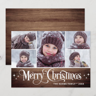 Minimalist Rustic Christmas 5 PHOTOS Greetings Holiday Card