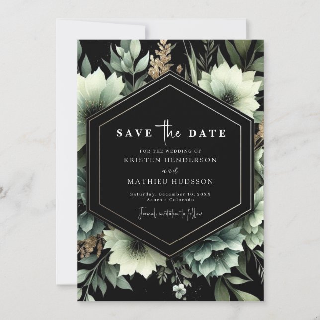 Minimalist Rustic Floral Sage Green Wedding Save The Date (Front)