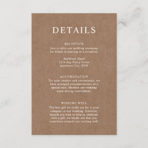 Minimalist Rustic Kraft Details Enclosure Card