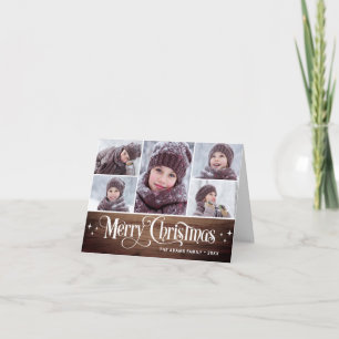 Minimalist Rustic Merry Christmas 5 PHOTOS Boho Holiday Card