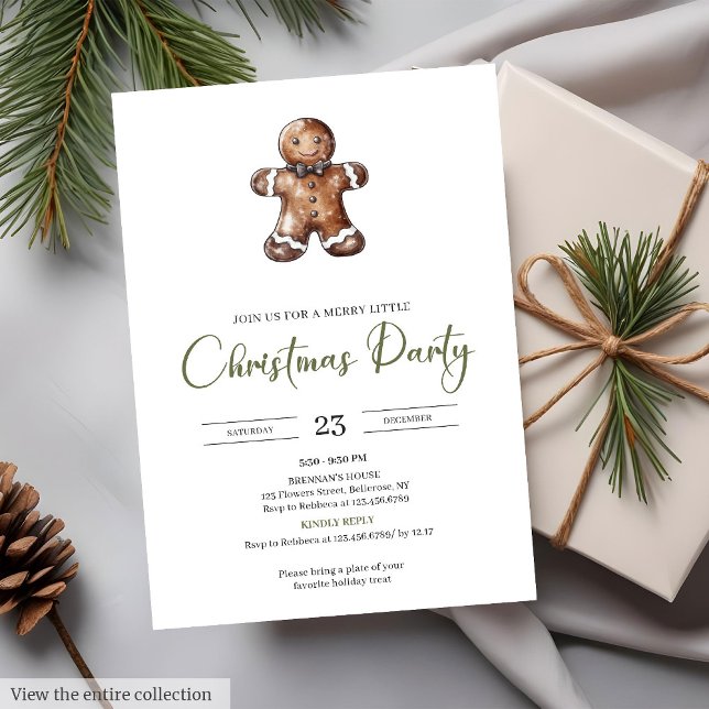 Minimalist Rustic Neutral Earthy Watercolor Xmas  Invitation (Minimalist Rustic Neutral Earthy Watercolor Xmas Party Invite)