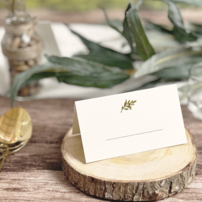Minimalist Rustic Olive Branch Wedding Folded Place Card (Creator Uploaded)