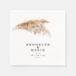 Minimalist Rustic Pampas Grass Wedding   Napkin