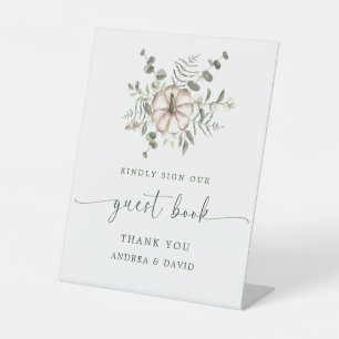 Minimalist Rustic Pumpkin Wedding Guest Book Sign