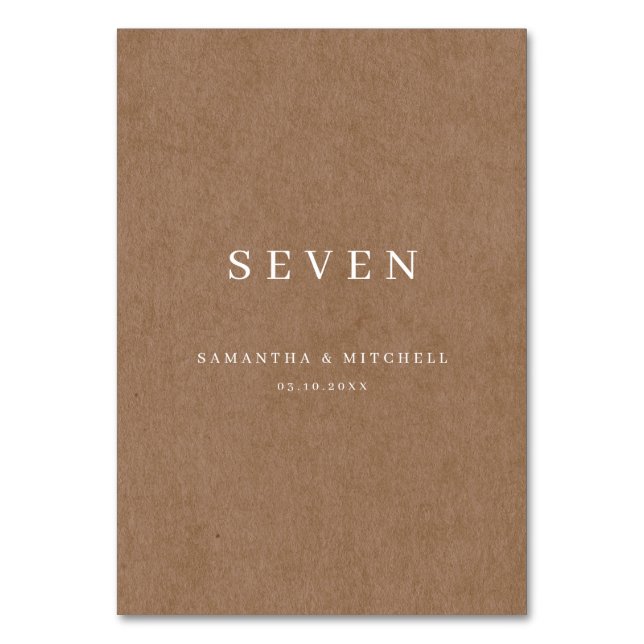 Minimalist Rustic Table Number (Front)