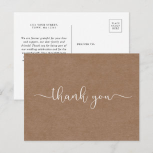 Minimalist Rustic Thank You postcard