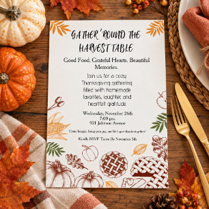 Minimalist Rustic Thanksgiving Dinner Invitation