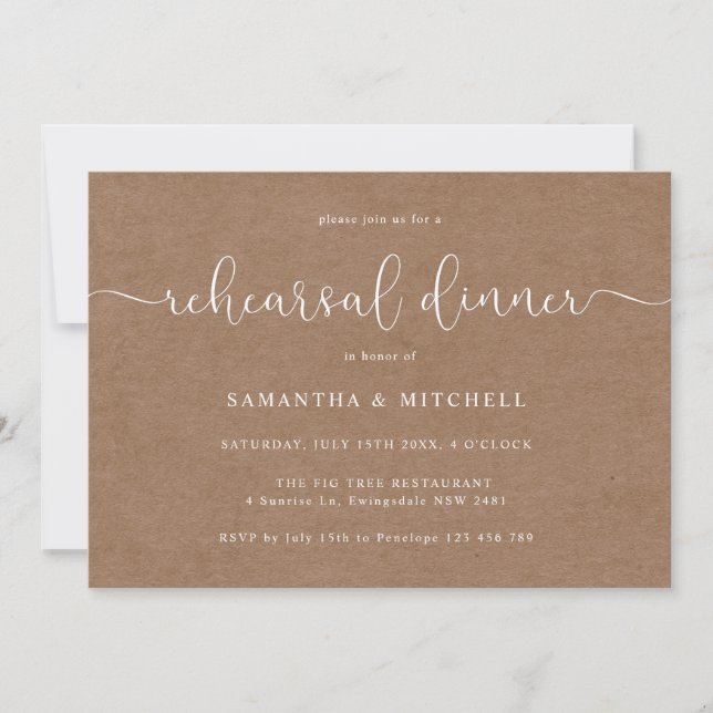 Minimalist Rustic Vintage Rehearsal Dinner (Front)