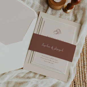 Minimalist Rustic Wedding   Brown Invitation Belly Band