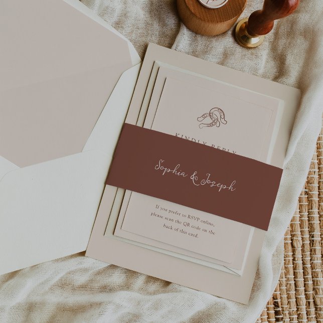 Minimalist Rustic Wedding | Brown Invitation Belly Band (Creator Uploaded)