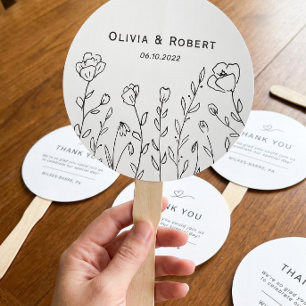 Minimalist Rustic Wildflower Wedding Hand Fan