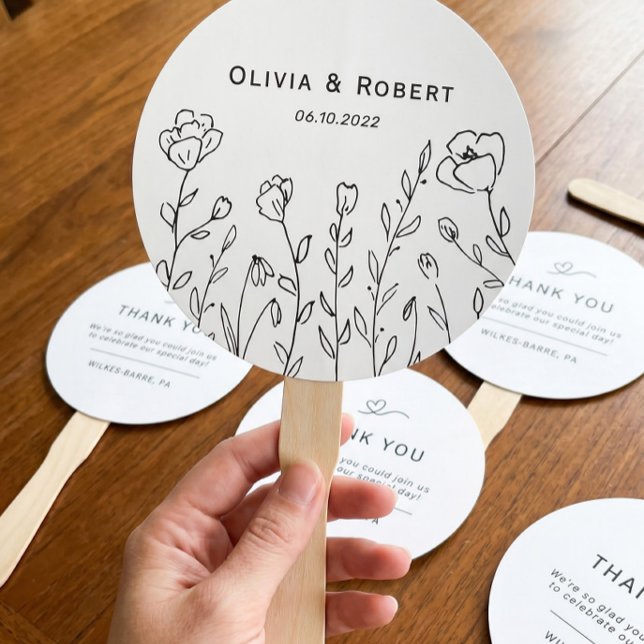 Minimalist Rustic Wildflower Wedding Hand Fan (Creator Uploaded)