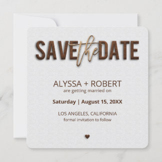 Minimalist Rustic Wood Save The Date Card