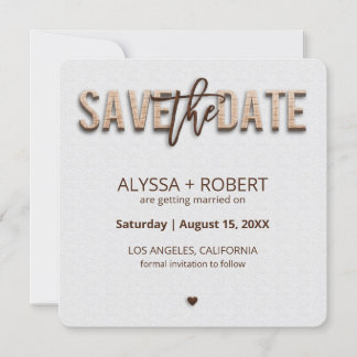 Minimalist Rustic Wood Save The Date Card