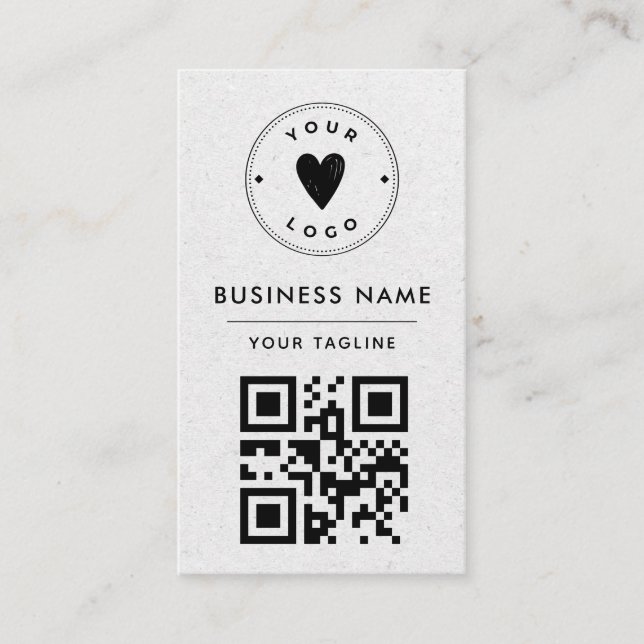 Minimalist Rusty Kraft Add Your Own Logo Qr Code B Business Card (Front)