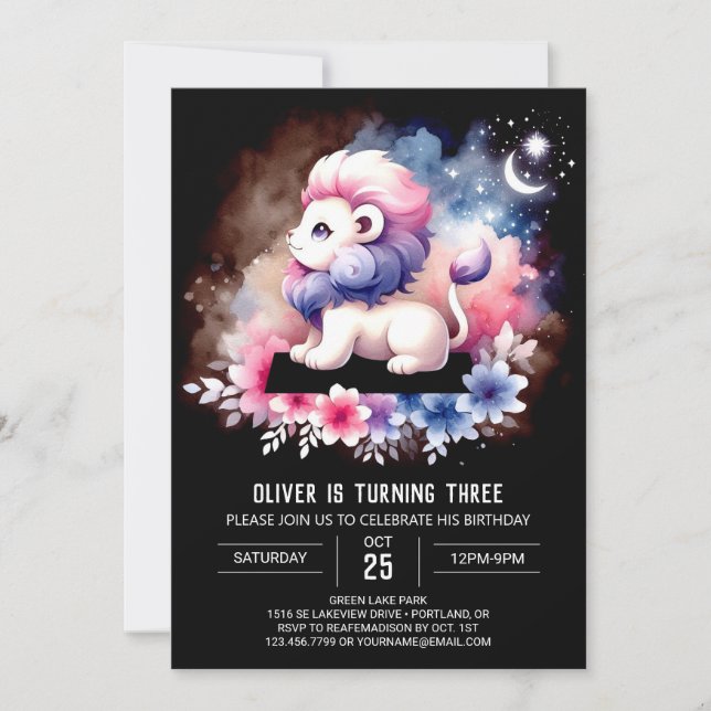 Minimalist Safari Lion Birthday Invitation (Front)