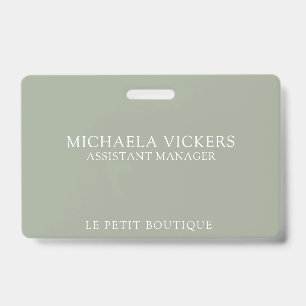 Minimalist Sage and White Professional Business Badge