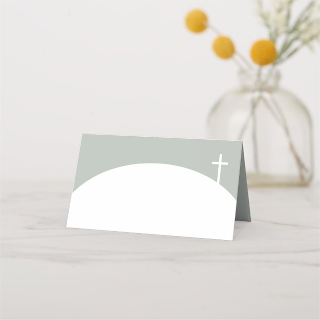 Minimalist Sage baptism place cards (Front)