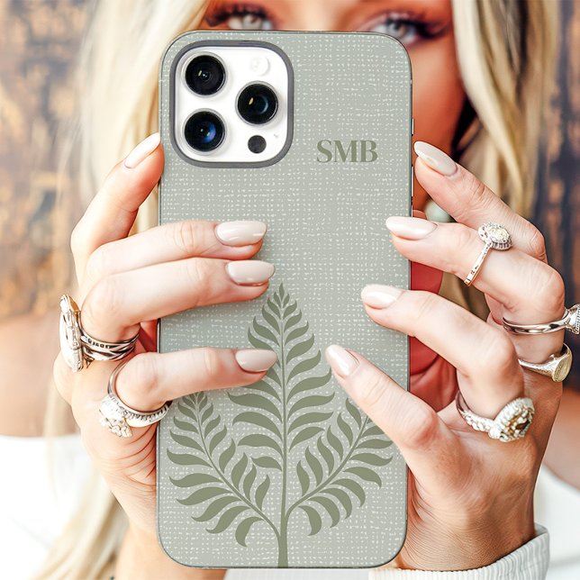 Minimalist Sage Botanical Monogram Case-Mate iPhone Case (Creator Uploaded)
