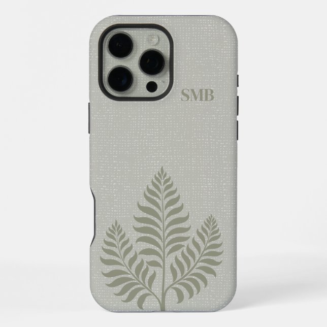 Minimalist Sage Botanical Monogram iPhone Case (Back)
