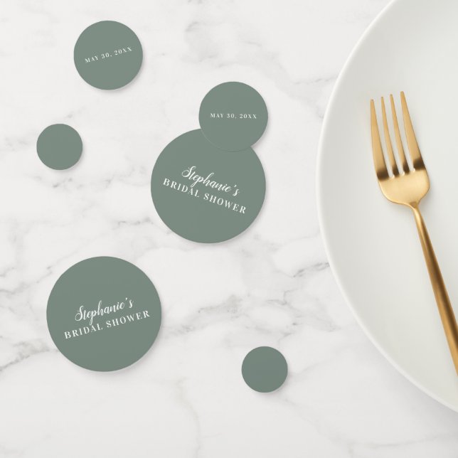 Minimalist Sage Green and White Bridal Shower      Confetti (Group)