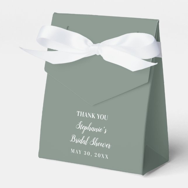 Minimalist Sage Green and White Bridal Shower      Favor Box (Front Side)