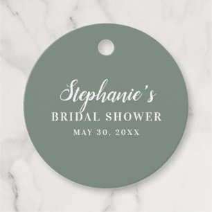 Minimalist Sage Green and White Bridal Shower      Favour Tags