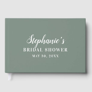 Minimalist Sage Green and White Bridal Shower      Guest Book