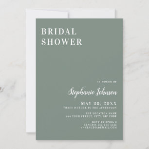 Minimalist Sage Green and White Bridal Shower Invitation