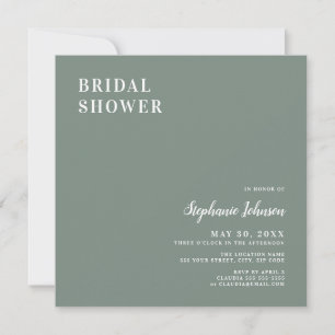 Minimalist Sage Green and White Bridal Shower Invitation
