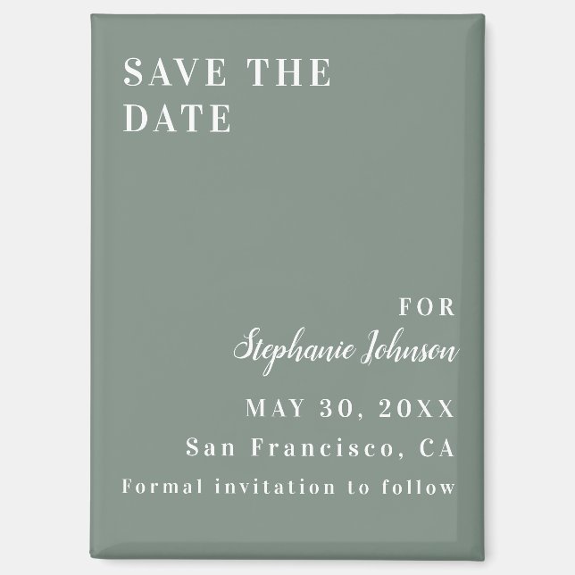 Minimalist Sage Green and White Bridal Shower      Magnet (Front)