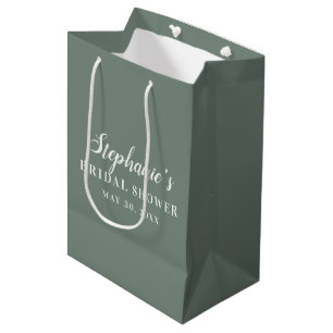 Minimalist Sage Green and White Bridal Shower      Medium Gift Bag