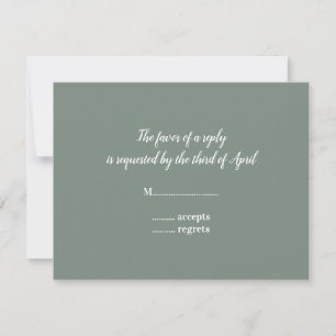 Minimalist Sage Green and White Bridal Shower      RSVP Card