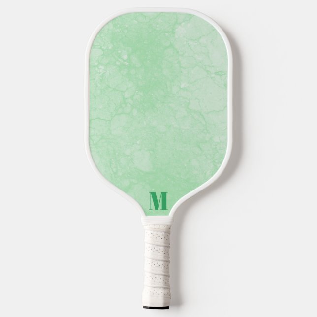 Minimalist Sage Green and White Modern Monogram  Pickleball Paddle (Back)