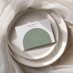 Minimalist Sage Green Arch Meal Choice RSVP Card