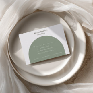 Minimalist Sage Green Arch Meal Choice RSVP Card