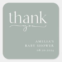 Minimalist Sage Green Baby Shower Thank You