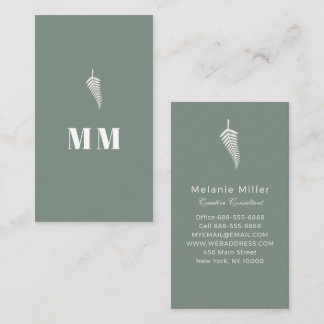 Minimalist Sage Green Botanical Custom Name Business Card