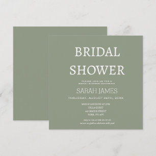 Minimalist Sage Green Bridal Shower Square  Invitation