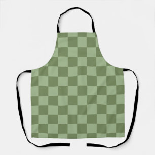 Minimalist Sage Green Chequerboard Pattern Apron