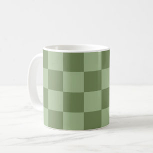 Minimalist Sage Green Chequerboard Pattern Coffee Mug