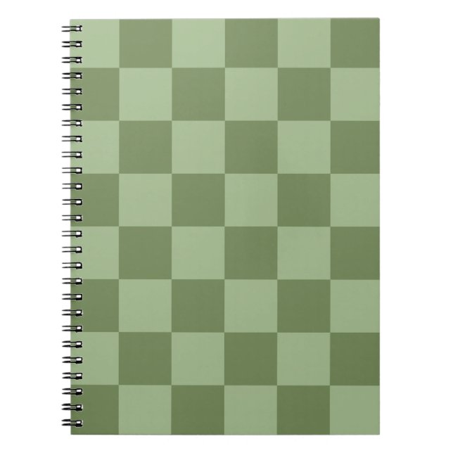 Minimalist Sage Green Chequerboard Pattern Notebook (Front)