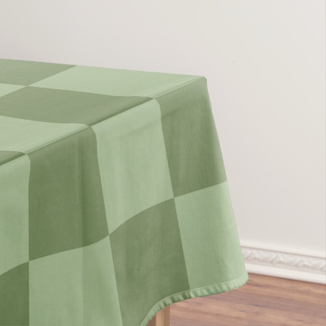 Minimalist Sage Green Chequerboard Pattern Tablecloth (In Situ)