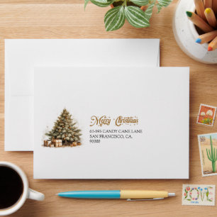 Minimalist sage green copper Christmas tree rusty Envelope