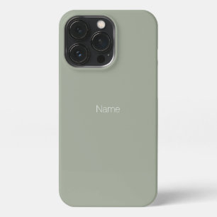 Minimalist sage green custom name monogram iPhone 13 pro case
